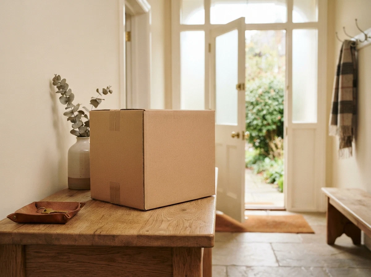 Kuriren levererar Auriva paket vid dörren